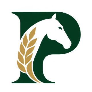P-Monogramm mit Pferdekopf und Ähre